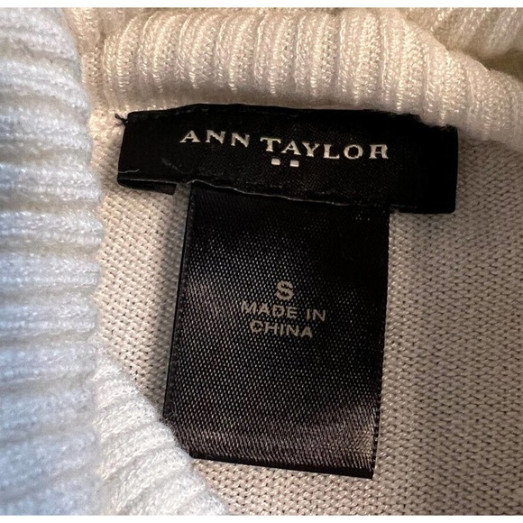 Ann Taylor Womens Sweater Size Small White and Gray Turtleneck long sleeve EUC - Picture 7 of 8